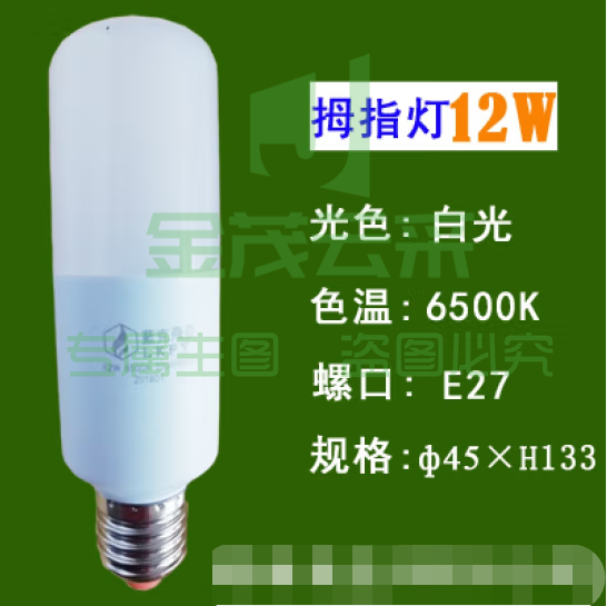 蓝克飞亚 12W 白光 节能灯泡LED拇指灯螺口球泡 适用筒灯壁灯台灯庭院灯光源