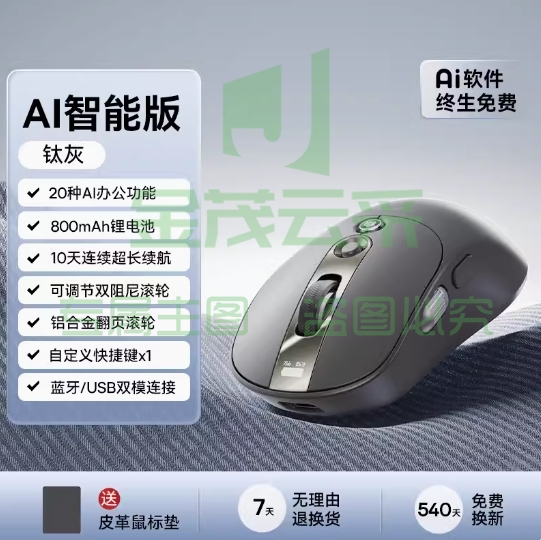 倍思AI智能鼠标Editor无线蓝牙双模充电办公PPT创作通用人体工学  钛灰/ 釉白 【AI智能版】双模连接★AI高效办公