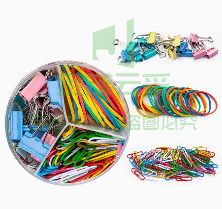 晨光3号回形针长尾夹 橡皮筋组合 彩色金属别针防锈回形针夹子组合大号码家用长尾夹子曲别针
