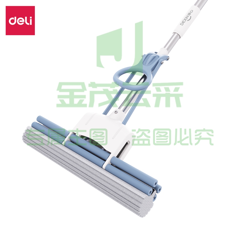 得力得心LQ140胶棉拖把(滚轮式)(38cm)(蓝色)(1把)