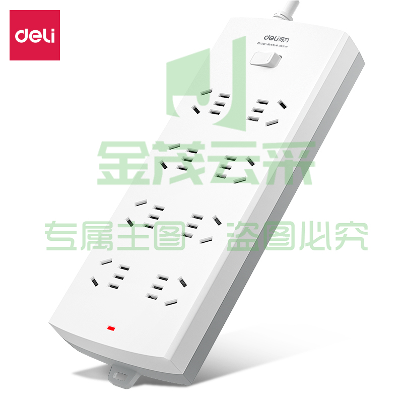 得力3996 8位总控开关1.8米线长 过载保护 插座/插排/排插