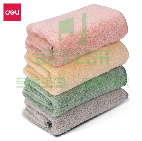 得力LQ391 珊瑚绒 抹布 30*30cm 4片装 四色混装 
