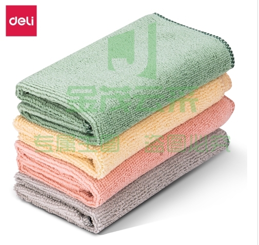 得力LQ390 超细纤维抹布30*30cm 4片装 四色混装