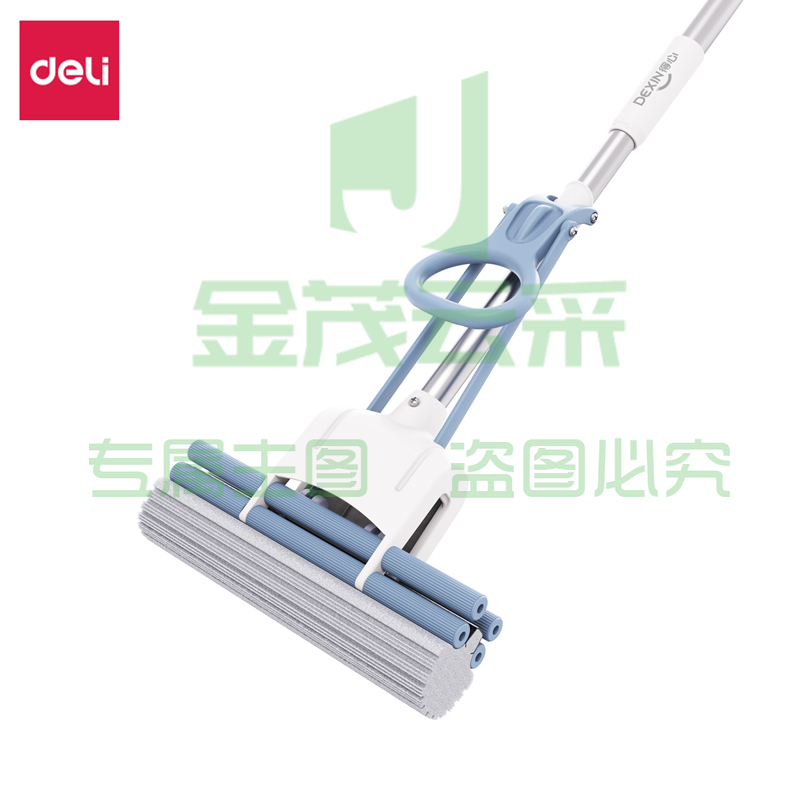 得力得心LQ138胶棉拖把(滚轮式)(28cm)(蓝色)(1把)