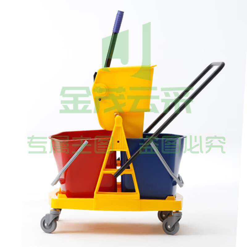 白云清洁（baiyun cleaning）手压式榨水车双桶免手洗拖把挤水车商用 AF08075（34L）