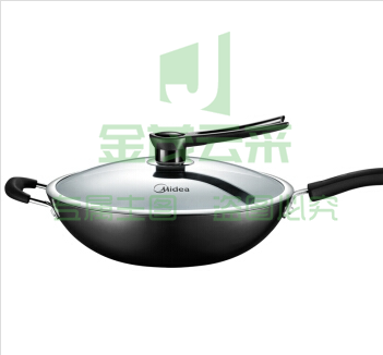 美的(Midea)32cm铸铁炒锅 CZ32B4无涂层不锈生铁炒菜锅具 电磁炉明火通用