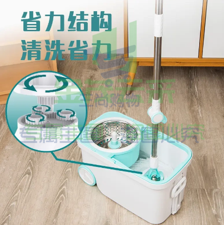 妙洁拖把杆旋转通用家用免手洗拖地神器自动甩水懒人拖把布桶墩布