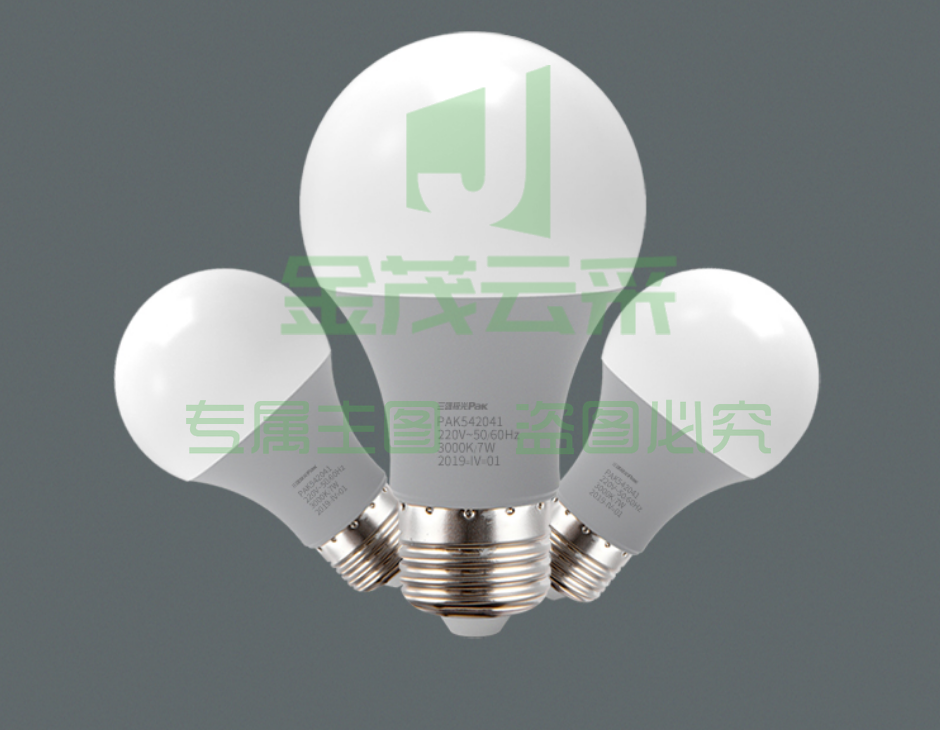 三雄极光 LED灯泡节能灯泡 E27大螺口家用商用大功率光源(3只装) 3W 正白光6500K PAK542038
