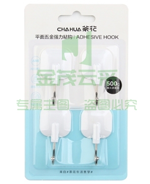 茶花(CHAHUA) 2912 平面五金强力粘钩(1*4)方形颜色随机(单位：组)