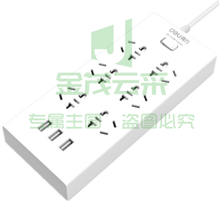 得力18284-03插座_6组+3U_3米_彩盒装(白)(只)
