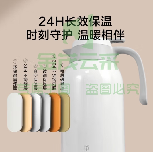 京东京造不锈钢保温瓶家用暖壶按压式热水壶保温壶2.2L白色