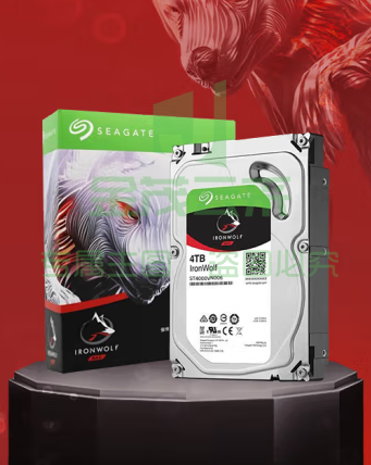 希捷(Seagate) NAS硬盘 4TB 256MB 5400转 CMR垂直 网络存储 SATA 原厂数据恢复服务 希捷酷狼 ST4000VN006