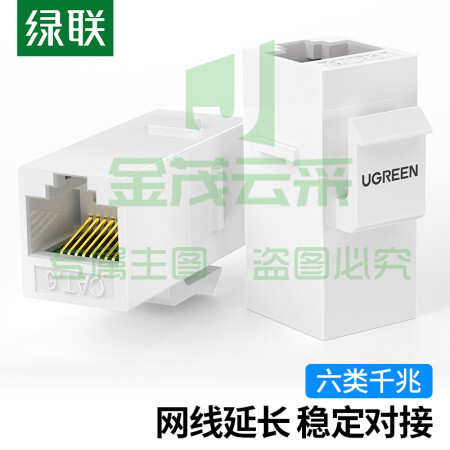 绿联(UGREEN)80457 网线对接头延长器 直通模块RJ45转接头 千兆网络模块直通头双通头连接 1个装 