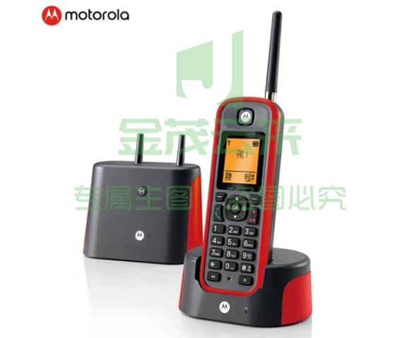 摩托罗拉（Motorola）远距离数字无绳电话机 无线座机 子母机单机 办公家用 中英文可扩展 O201C(红色)