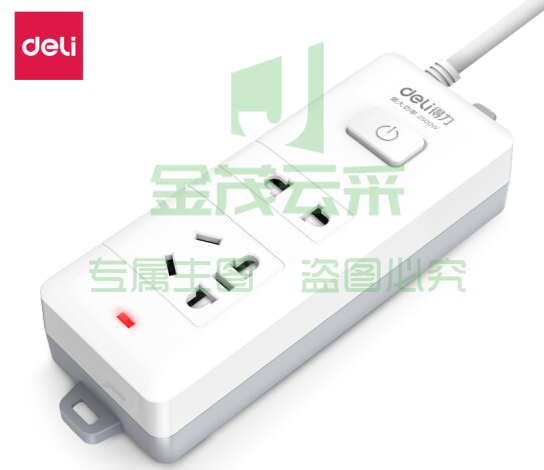 得力18276-02插座_1+1_2米_PVC袋装(白)(只)