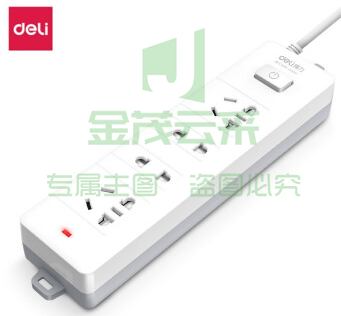得力18163-02插座_2+2_2米_PVC袋装(白)(只)