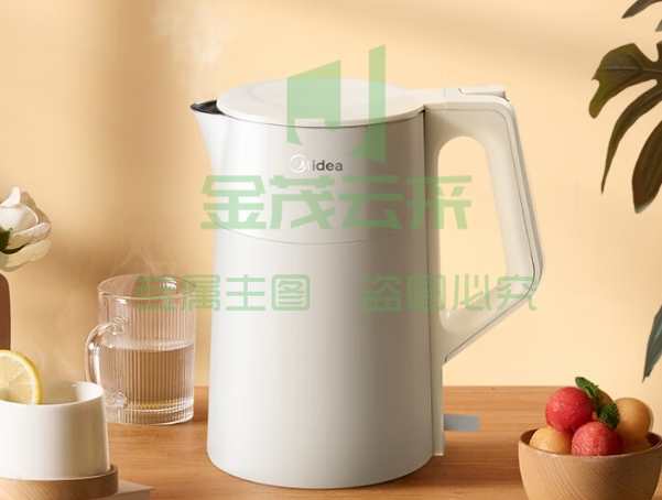 美的（Midea）电水壶热水壶食品级304不锈钢开水壶1.7L大容量烧水壶双层精钢防烫一体无缝内胆电热水壶SHM1702