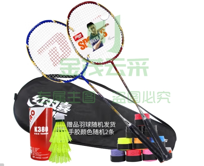 红双喜DHS羽毛球拍对拍2支碳素专业羽拍套装E-EG601羽球手胶