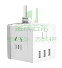 得力18326插座_3组+3U_1.5米_彩盒装(白)(只)