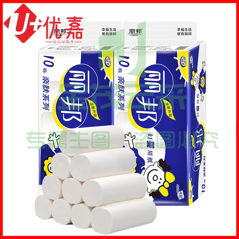 丽邦大卷纸卫生纸家用办公纸巾超长卷纸实惠装厕纸大手纸无芯厕所卷筒纸巾10卷/提 超长卷纸卫生纸