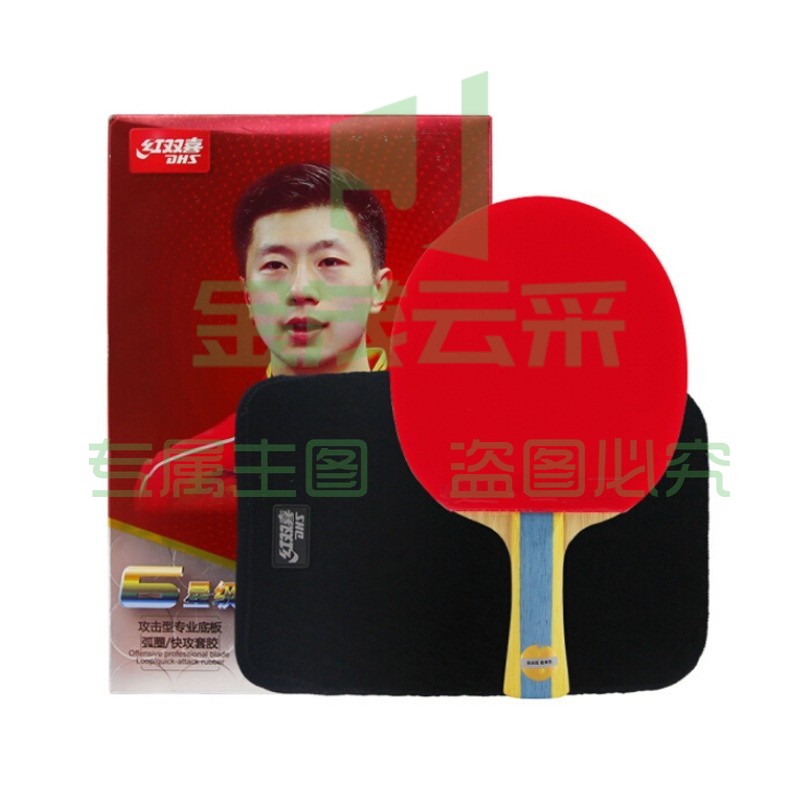 红双喜（DHS）六星级乒乓球拍快攻型横拍升级版T6002（附拍包）