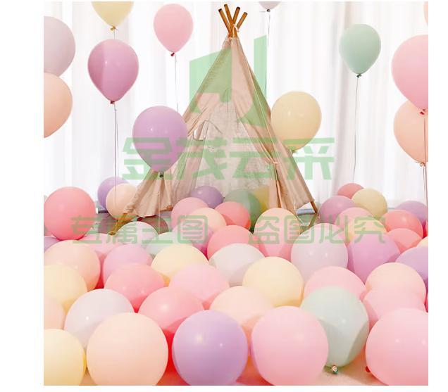 极度空间 马卡龙气球50只生日装饰派对道具婚房求婚布置结婚用品打气筒