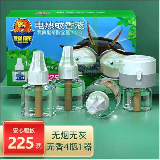 超威 1器+4瓶液 电蚊香液驱蚊液驱蚊器