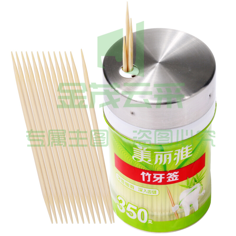 美丽雅一次性竹牙签350支装 双头使用清洁牙缝剔牙棒 家用水果签