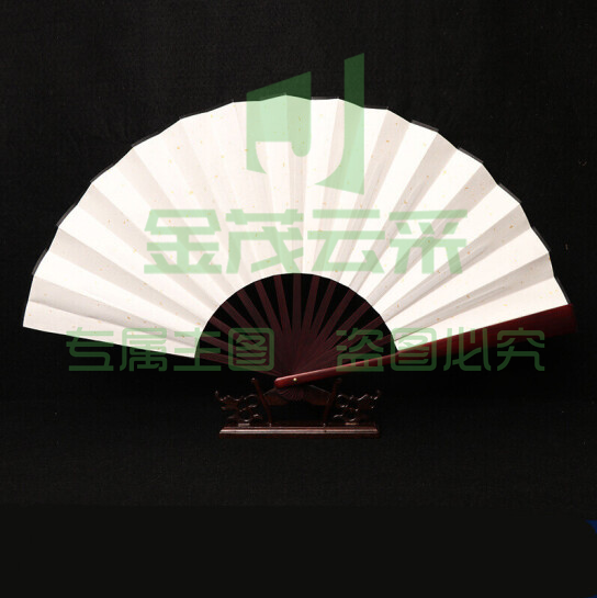 扇子折扇空白题字书法宣纸扇 镂空骨（单面洒金） 货号：GD