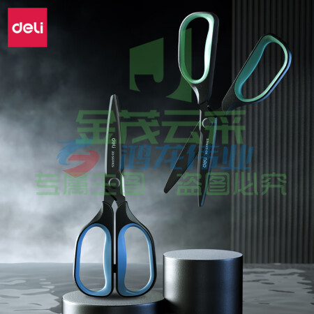 得力(deli)175mm省力3D剪刀 新型省力结构 特氟龙刀刃防粘防黏 办公用品 TJ109蓝
