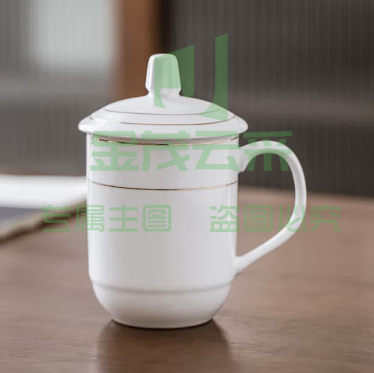 陶相惠 茶杯 办公杯陶瓷杯纯白骨瓷盖杯商务会议杯