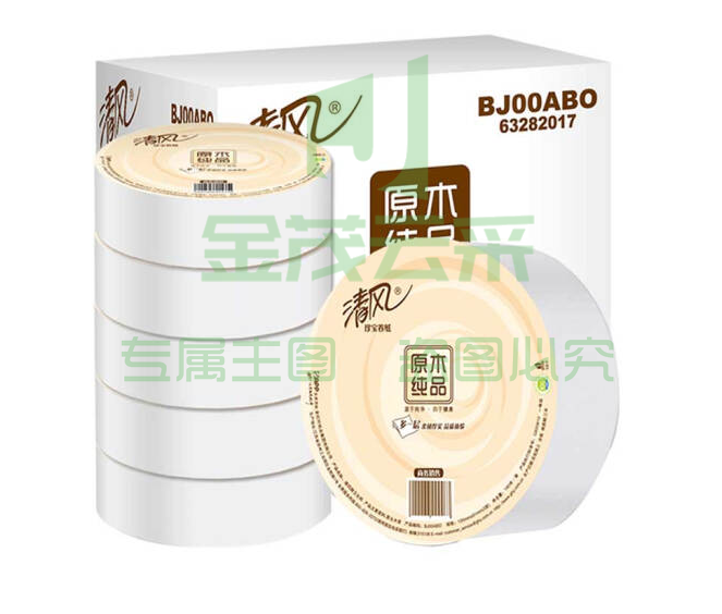 清风大卷纸3层180米*6卷商务大盘纸三层卫生纸厕所用纸手纸巾BJ00ABO