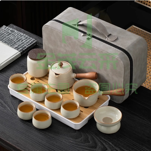 便携式汝窑旅行茶具套装中式户外家用简易茶盘随车陶瓷泡茶壶茶杯下单请咨询
