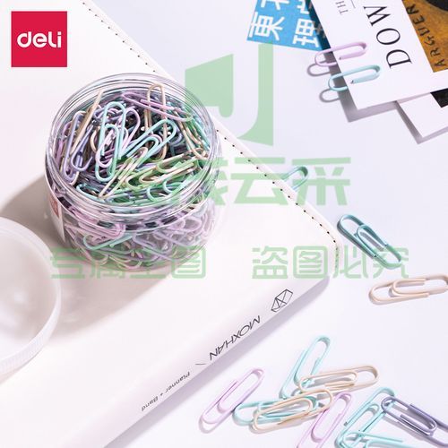 得力0038-A 彩色回形针 3#金属曲别针 160枚/筒