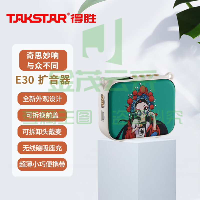 得胜 (TAKSTAR)E30 小蜜蜂扩音器  国潮风 无线磁吸充电抗啸叫一键录音 教学导游培训超市促销摊位 小花旦版