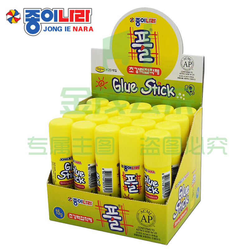 JONG IE NARA 纸世界15g 韩国进口JONG IE NARA 南韩固体胶 15g黄色办公胶棒(20支装)
