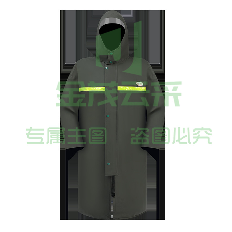 君御SF-45连体雨衣长款加厚PVC防水防雨户外带反光条工作雨披大款