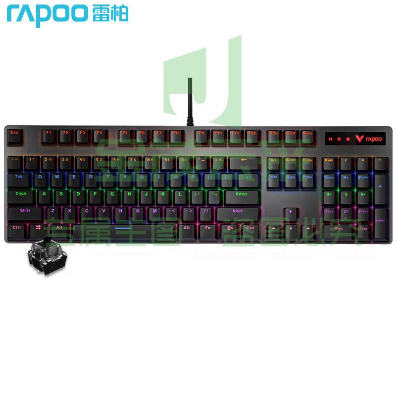 雷柏(Rapoo) V500PRO 有线背光机械键盘 104键全尺寸 全键无冲键盘 黑轴