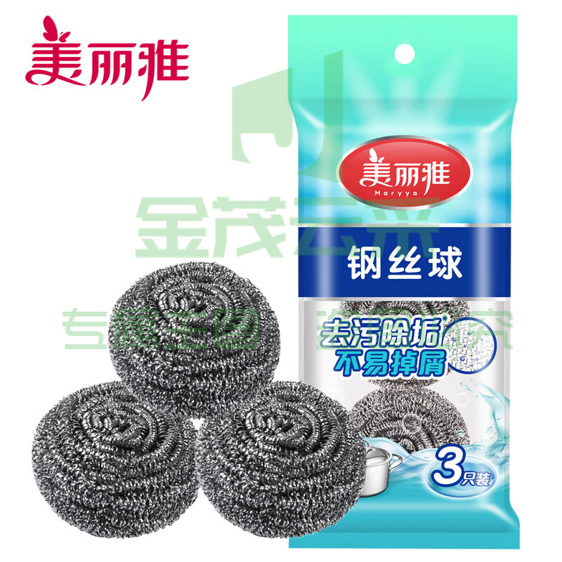 美丽雅 钢丝球 家用铁锅顽固污渍去除不易生锈 3只/包 24包/箱