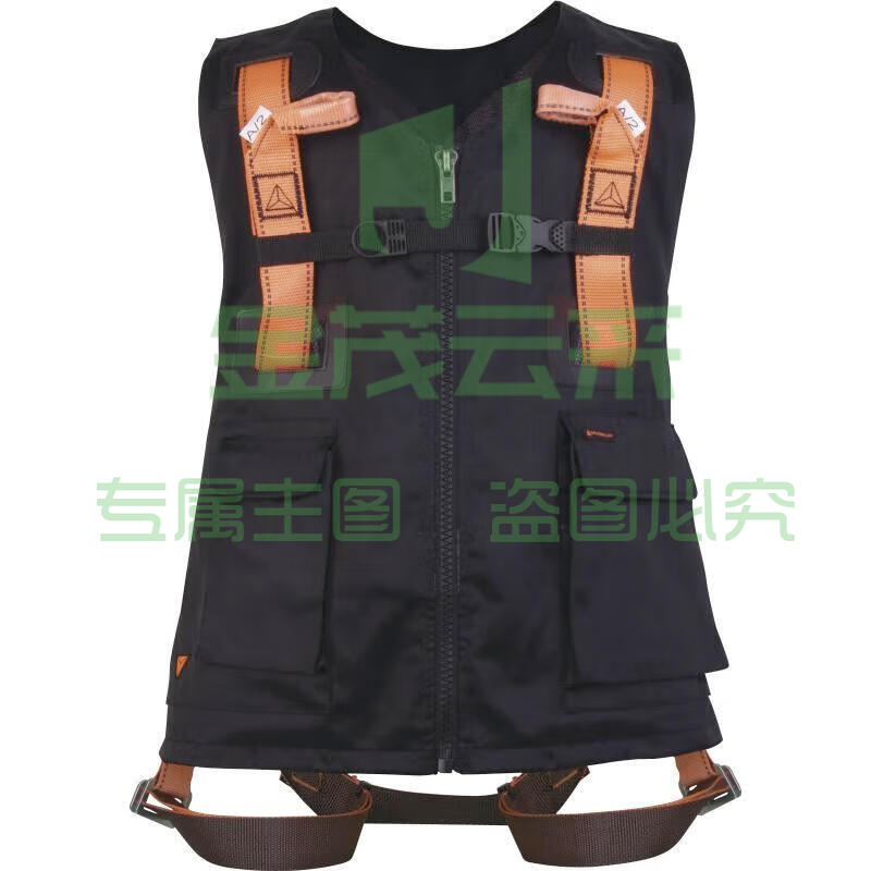 代尔塔 501015荧光马甲式双挂点安全带