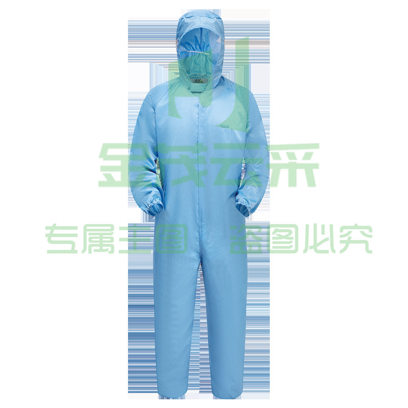 君御1896防静电连体服无尘连帽洁净服电子制药竖条防静电绸工作服