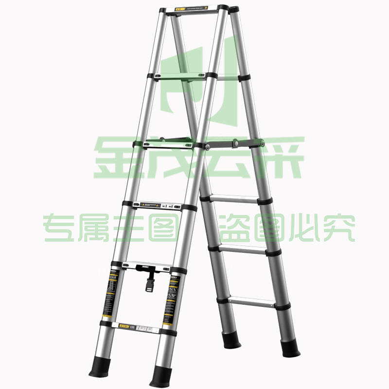 镁多力(midoli)家用人字梯 伸缩多功能铝合金工程加厚可折叠升降登高便携直梯 免安装人字梯1.7米【适用3.3米】