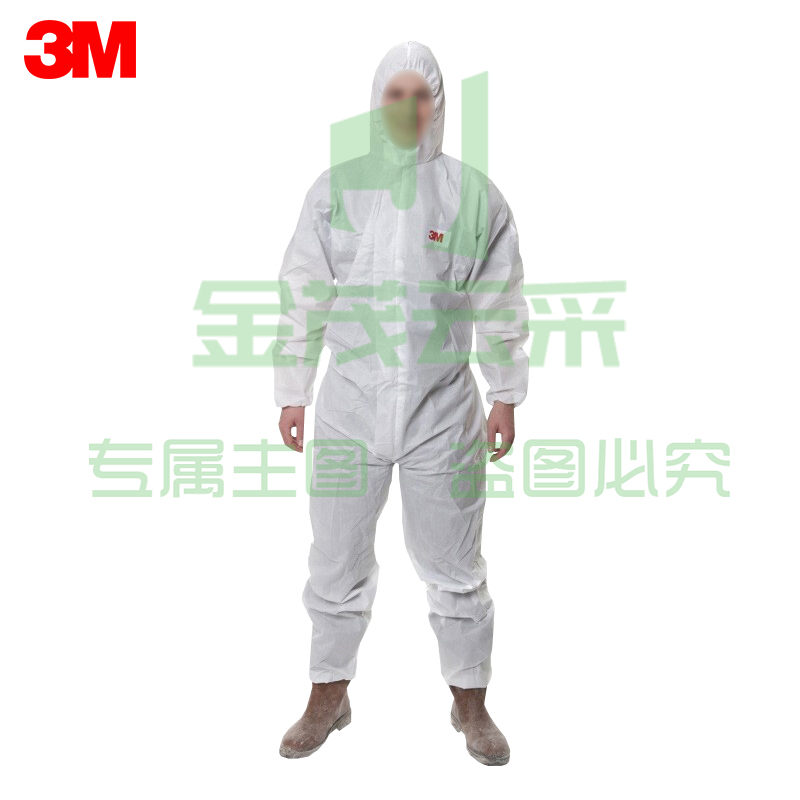 3M 透气带帽连体防护服 工作服 工装服 工作服套装 4515 白色防护服