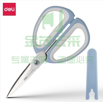得力(deli)198mm大号家用剪刀 裁缝缝纫手工剪纸 包胶手柄 蓝 TJ14