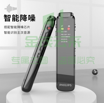 飞利浦 PHILIPS VTR5010 专业录音笔 32G 高清降噪 超长待机 自带外放 免费PC语音转文字 学习采访会议录音器
