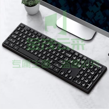飞利浦（PHILIPS）SPK6103无线键盘 全尺寸键盘 防溅洒设计 商务办公家用键盘 笔记本电脑通用 黑色