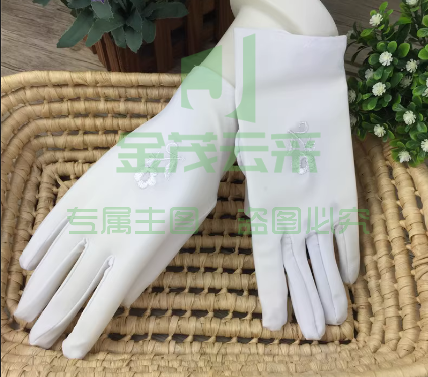 女士弹力刺绣白手套 小号