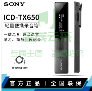 索尼（SONY） ICD-TX650录音笔专业高清降噪 便捷式微型会议记录学习商务录音器机转文字 黑色