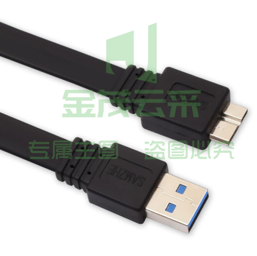 山泽(SAMZHE) 高速USB3.0移动硬盘数据线 AM/Micro B 手机数据充电连接线 扁平黑色0.6米 AP-406 (