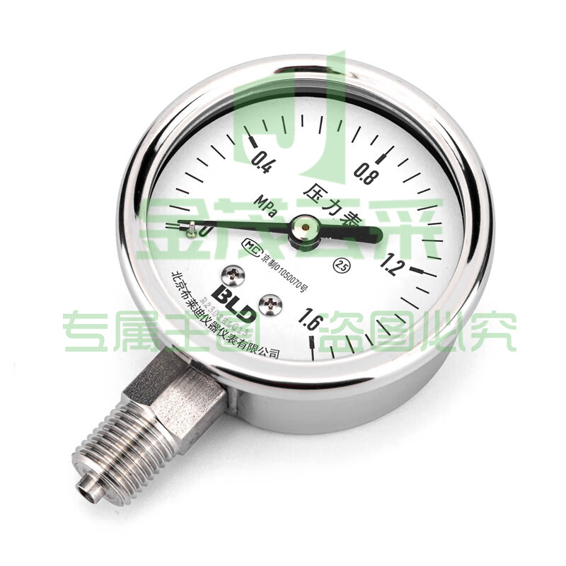 YTH-063全不锈钢压力表径向2.5级耐高温M14*1.5蒸汽 -0.1~0.06Mpa